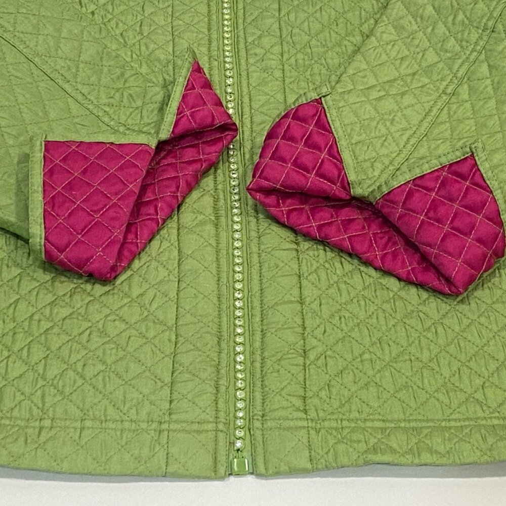 Quacker Factory Quilted Silk Jacket Womens Size L Sparkle & Shine Green A57343 - Picture 5 of 6